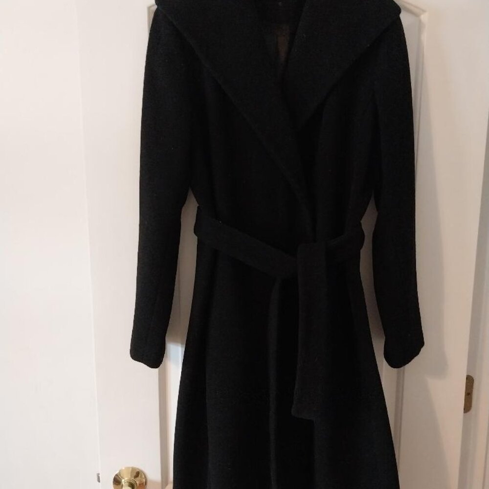 Calvin Klein black wool coat, long, size 8